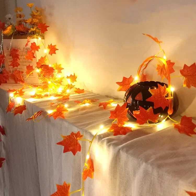 10M Solar Artificial Autumn Maple Leaves Garland Led Fairy Light for Christmas Decoration Thanksgiving Party DIY Decor Halloween C250919