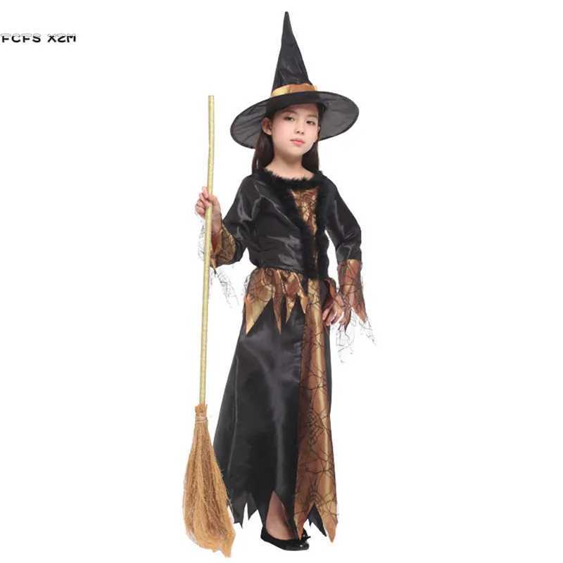 Girls Halloween Witch Costume Kids Children Magician Sorceress Cosplay Carnival Purim Christmas Masquerade Role Play Party Dress L250918