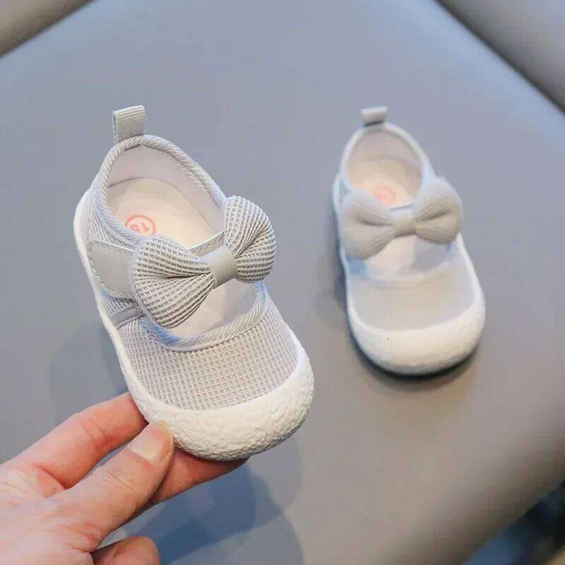Kids Baby Girl Walking Breathable and Mesh Bow Princess Shoes with Non Slip Soft Soles