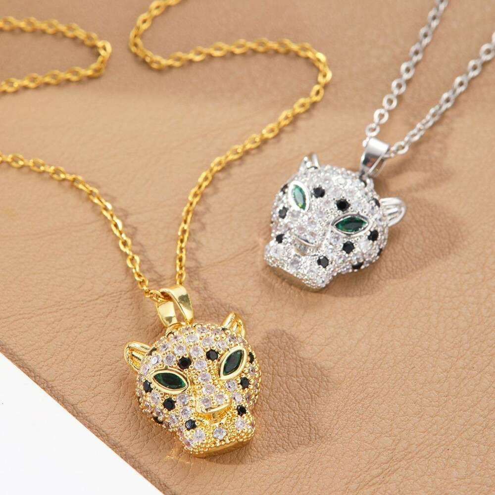Fashion Trendy Leopard Pendant Collarbone Chain Women's Hip Hop Cheetah Necklace Accessories