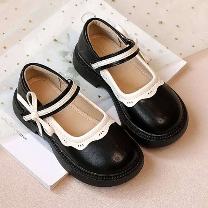 Fashion Girl School Patchwork Kid Princess for Children Shallow Toddler Ruffled Edge Leather Shoes Causal Mary Janes