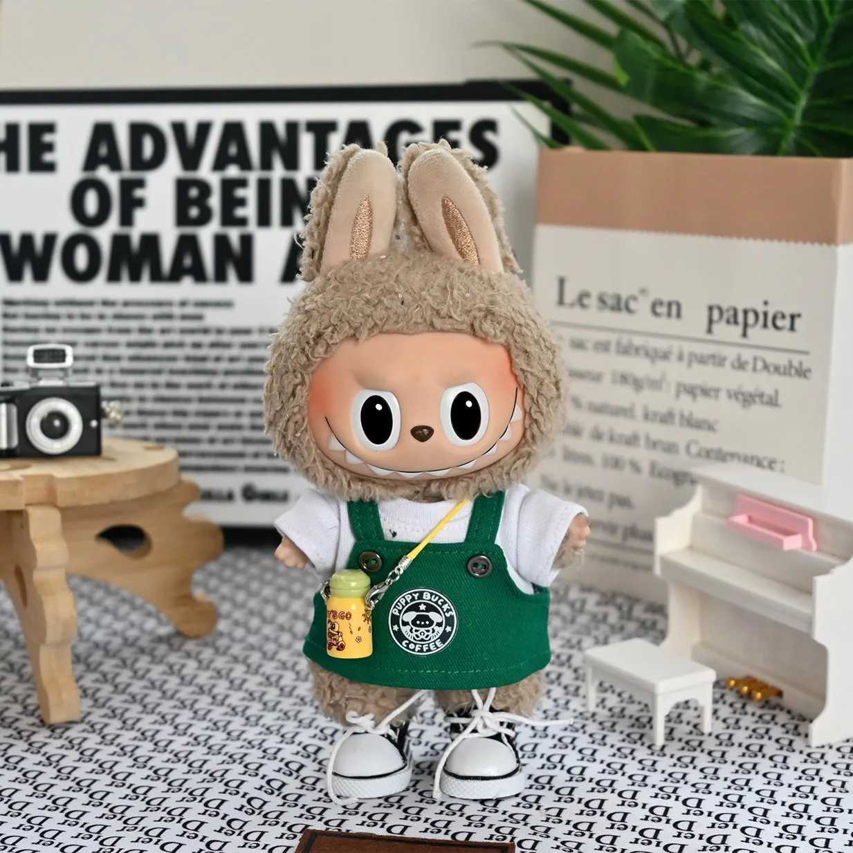 New Labubu 17cm Dolls Clothes The Monsters Outfit Accessories Clothing Cartoon Green Coffee Dress Shoes Bucket Hat V1 V2 V3 Use C250919