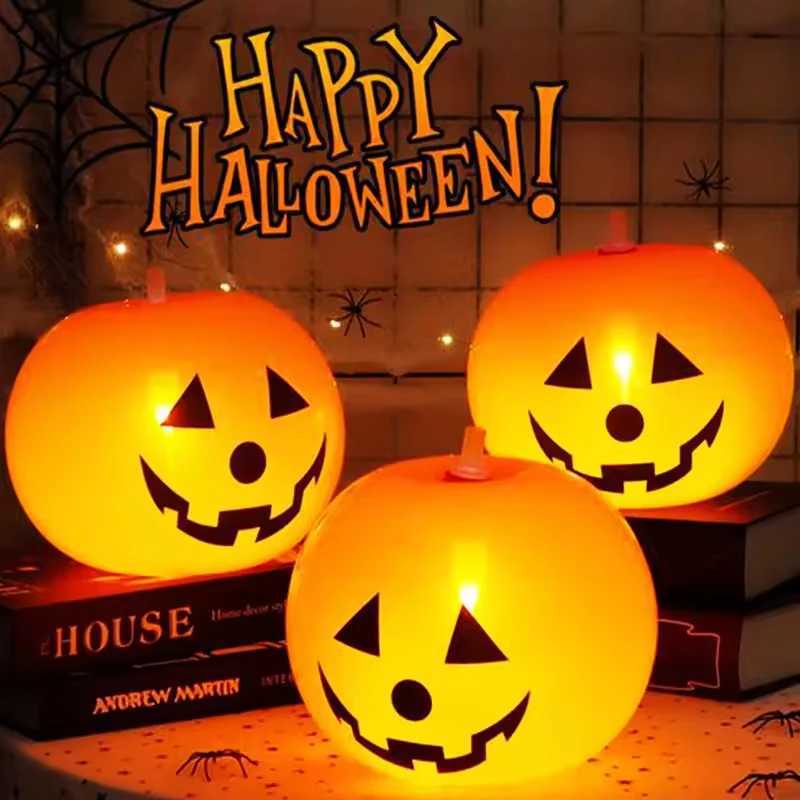 510pcs Halloween Pumpkin LED Luminous Latex Balloon Halloween Decoration Home Outdoor Halloween Pumpkin Decoration C250919