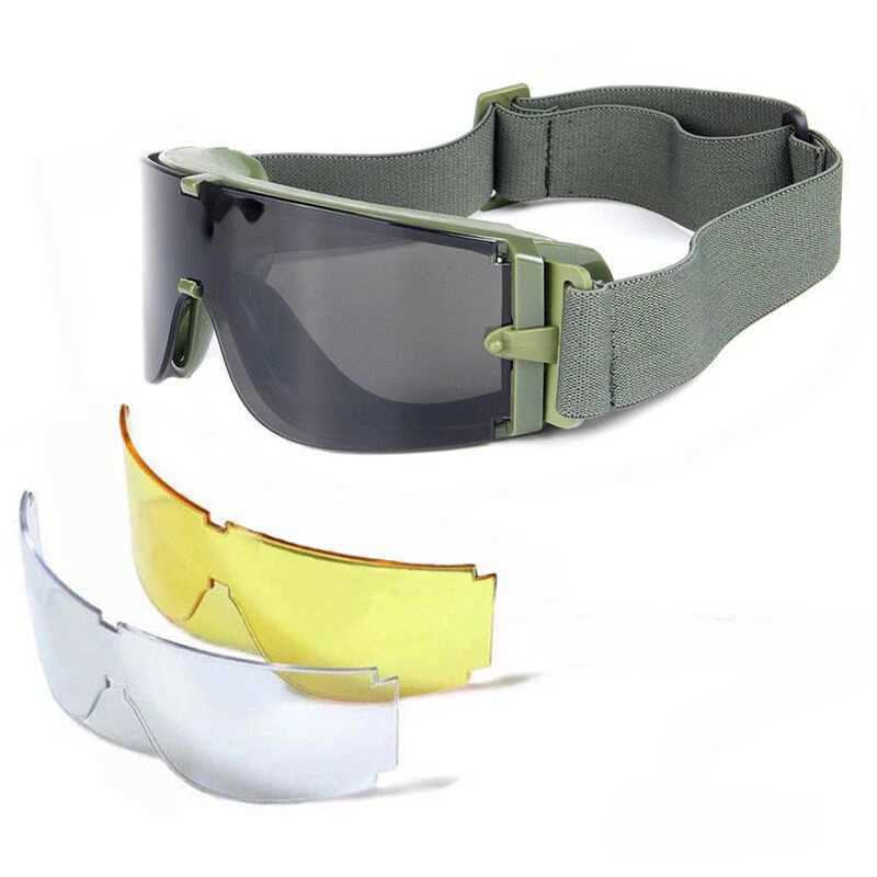 X800 Outdoor Hunting Military Airgun Tactical Goggles Shooting Glasses Motorcycle Windproof War Game 3 Lens J250919