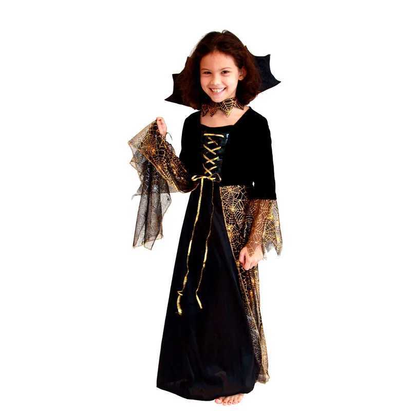 Black Girls Halloween Vampire Costume For Kids Children Sorceress Cosplay Carnival Purim Parade Stage Show Role Play Party Dress L250918