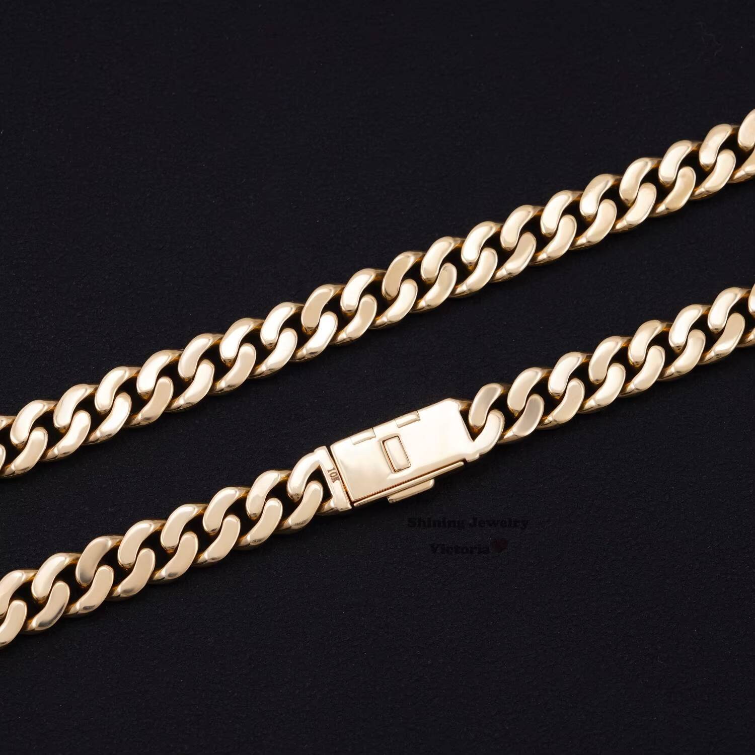 Plain Cuban Necklace Unisex Necklace Jewelry 8MM 22 684 Gram 10K Solid Real Gold Cuban Link Chain