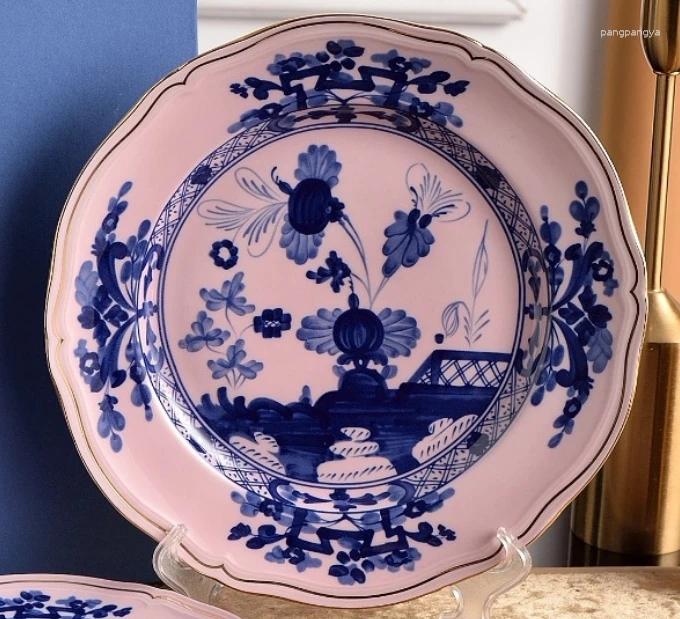 Plates 1pc 8 Inch 20cm Salad Plate Dessert Snack High Aesthetic Household Tableware Dessert Plate Salad BreakfastPlate Ceramic Flat