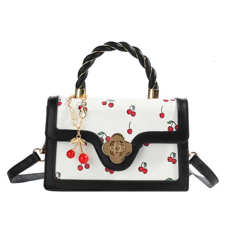 Cherry Print Bag Small Square Hand Bags for Woman 2025 New Trendy Bolsos De Mujer SAdvanced Sense Ac Femme Fashion BolsoXJ250918