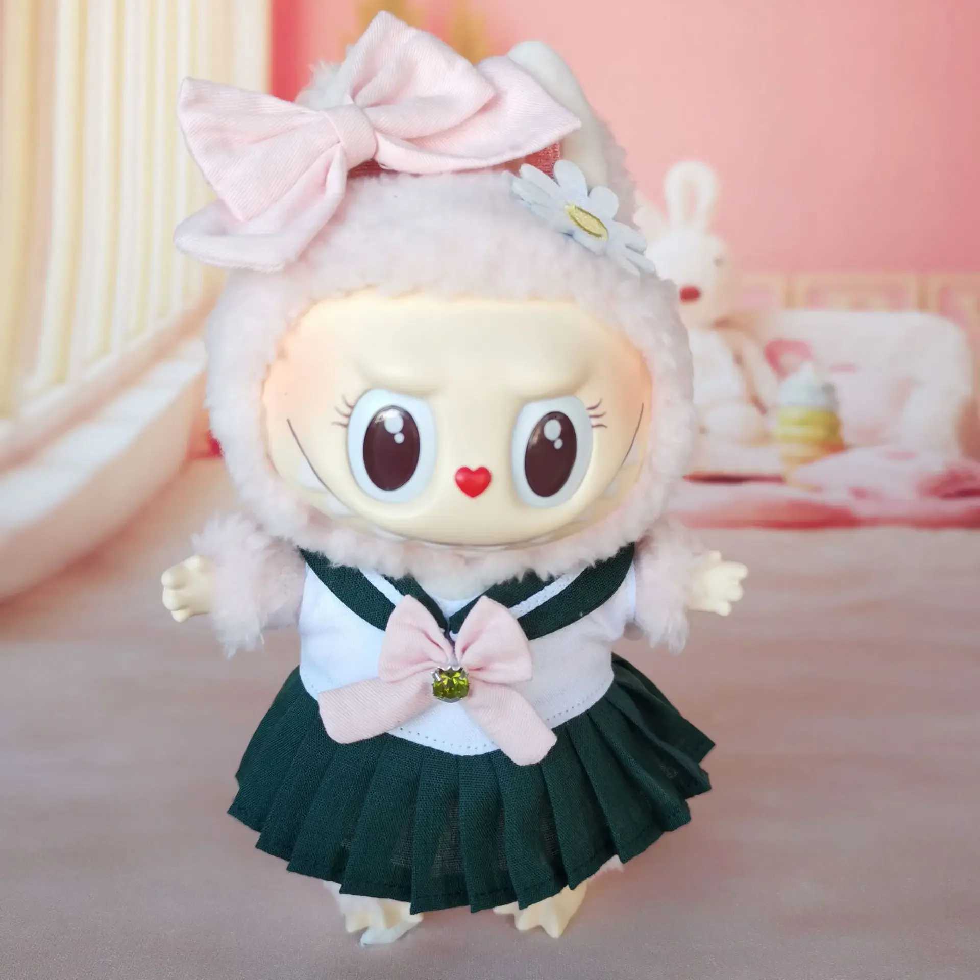 17cm Labubu Clothes V1 Labubu Cute Sailor Uniform Vinyl Doll Labubu Beautiful Girl Warrior Clothes Sitting Party Gifts C250919