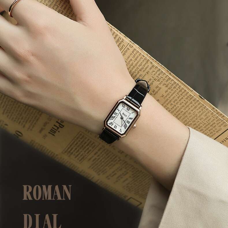 Rscy Dial Women's Niche High-end Genuine Leather Small Designer Square Wristwatch Light Luxury Temperament Quartz Watch