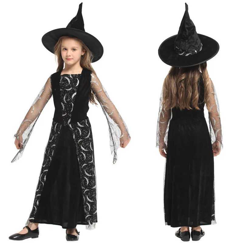 MXL Black Girls Halloween Sorceress Costumes Kids Children Witch Cosplays Purim Carnival Stage Play Masquerade Rave Party Dress L250918