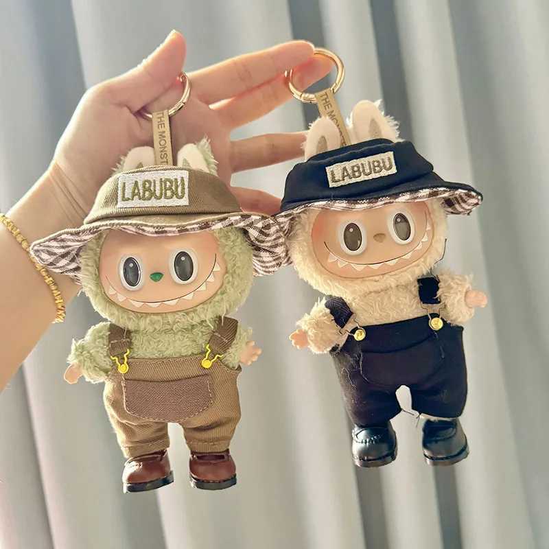 17cm Labubu Doll Clothes Denim Overalls Bucket Hat Set Monster Idol DIY Adventure DressUp for Kids Birthday Summer Party Gifts C250919