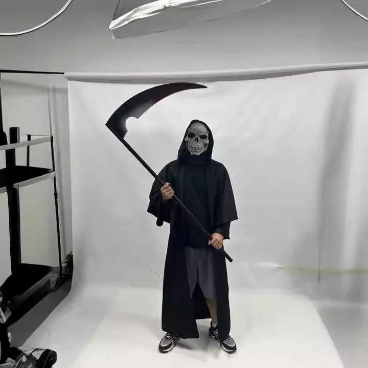 Mens black devil Halloween costume Halloween sickle roleplaying costume L250918