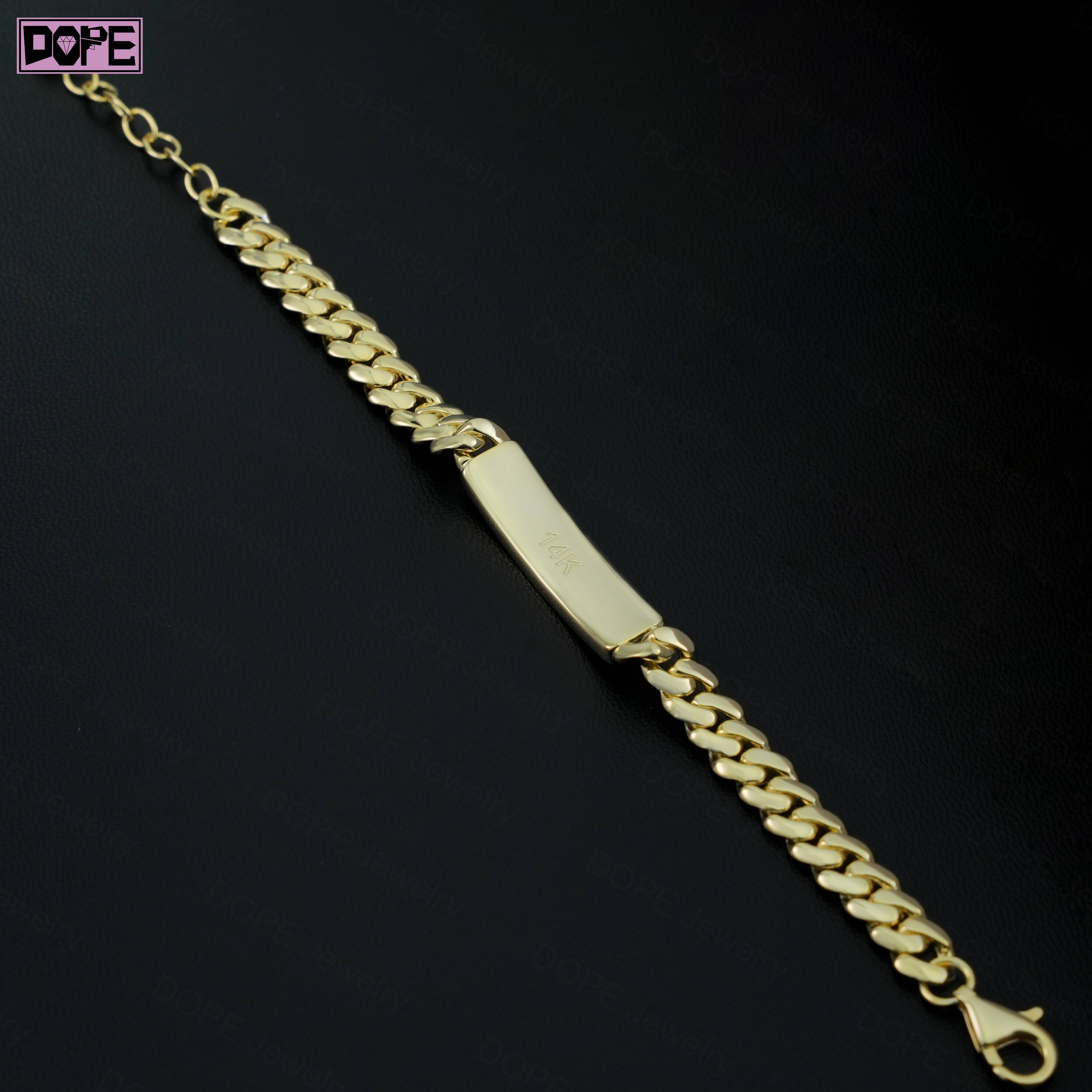 5mm Mens Bracelet Hip Hop Plain Monaco Chain Lobster Buckle 925 Silver 14k Gold Plated Cuban Link Bracelet