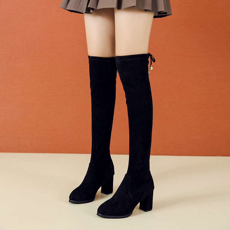 2025 Autumn Winter New Over-the-Knee for Women Suede High Heel Long Korean Style Height Designer Shoe Slimming Plus Size Women's Boots