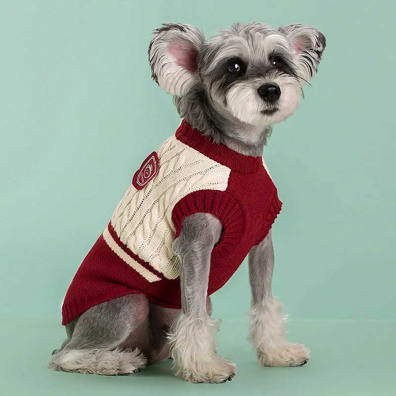 Dog Cat Sweater College Style Winter Pet Clothes for Small Medium Dogs Puppy Knitted Vest Bulldog Teddy Chihuahua Warm Sweater S25911