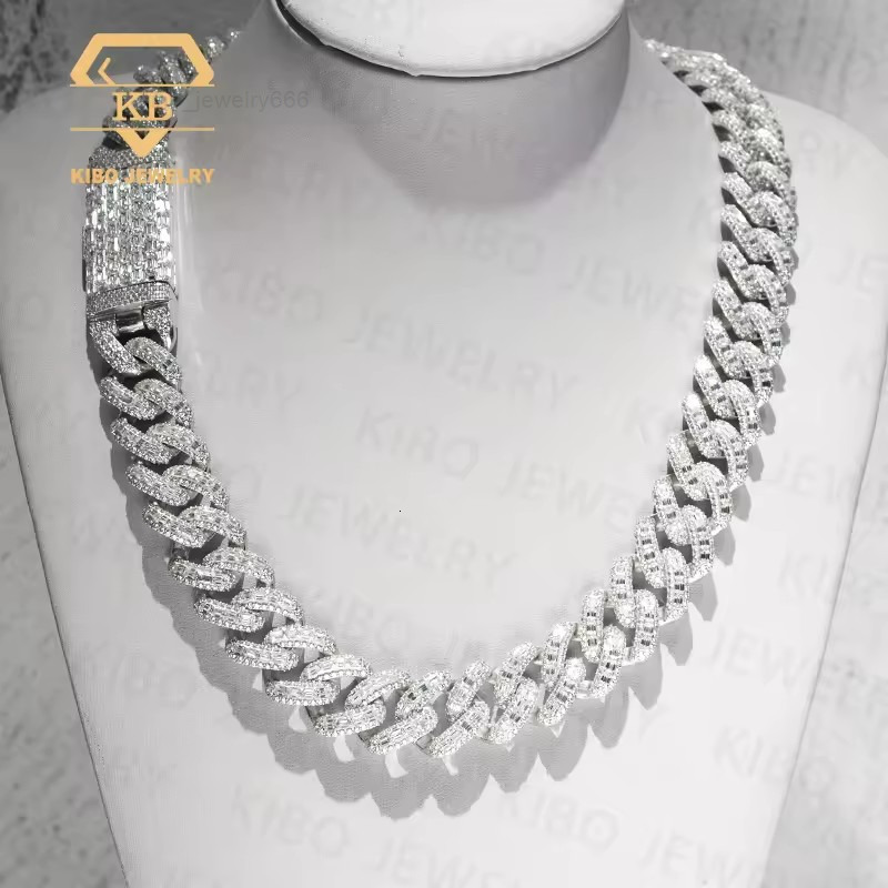 Moissanite Cuban Link Chain Hip Hop Iced Out 925 Sterling Silver Cuban Link Fashion Jewelry Sets for Men