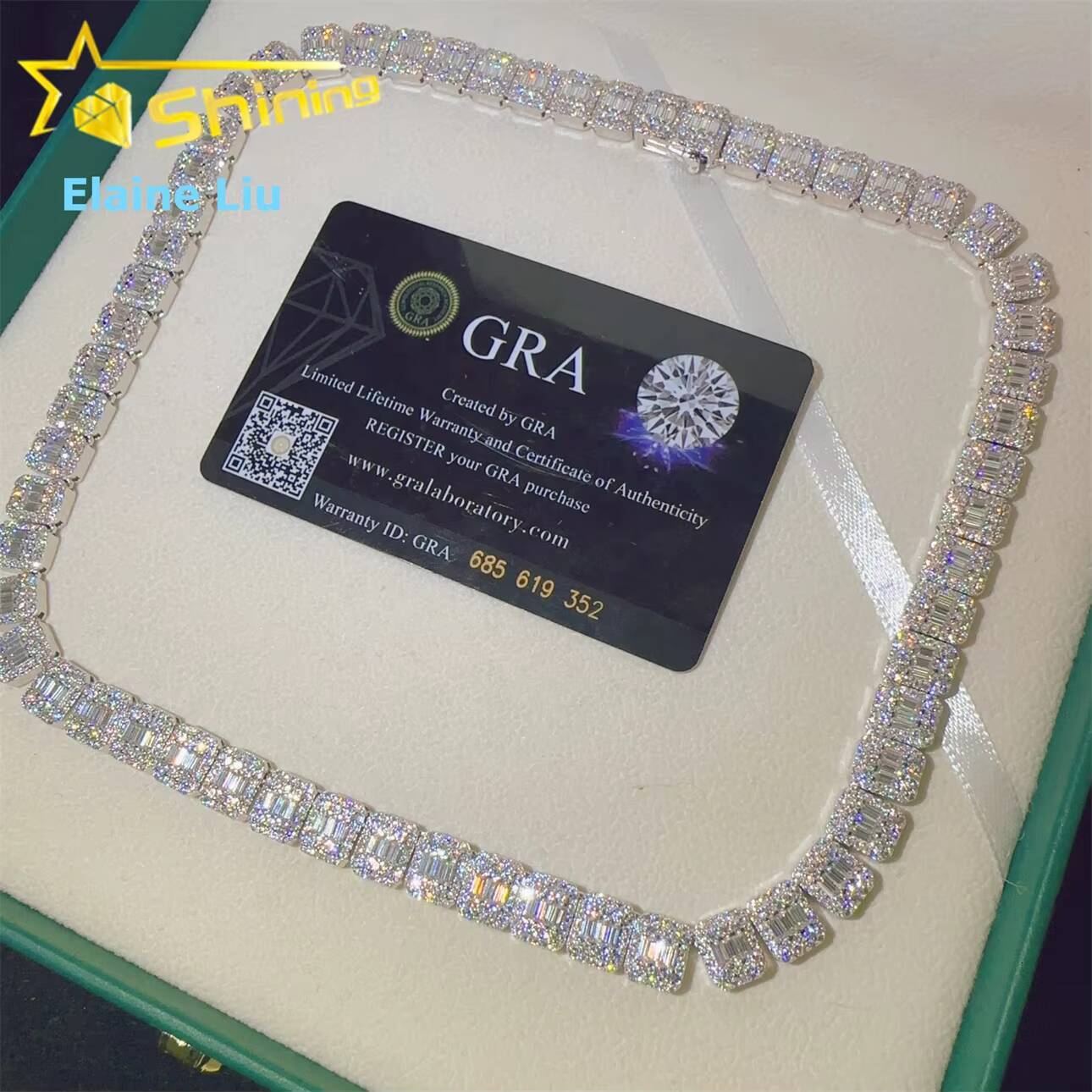 8mm Iced Out VVS Moissanite Diamond Sterling Silver 925 Miami Cuban Link Chain Necklace Moissanite Hip Hop Jewelry