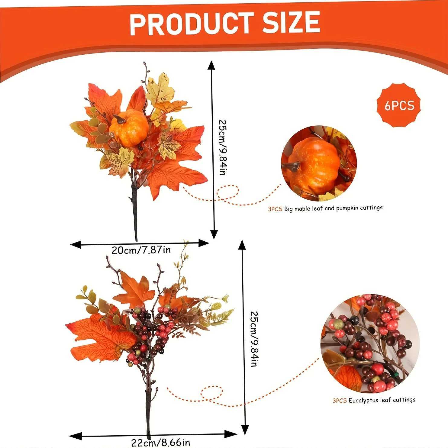 34pcs autumn flower selection artificial autumn flower stems with maple leaves pumpkins and berries C250919
