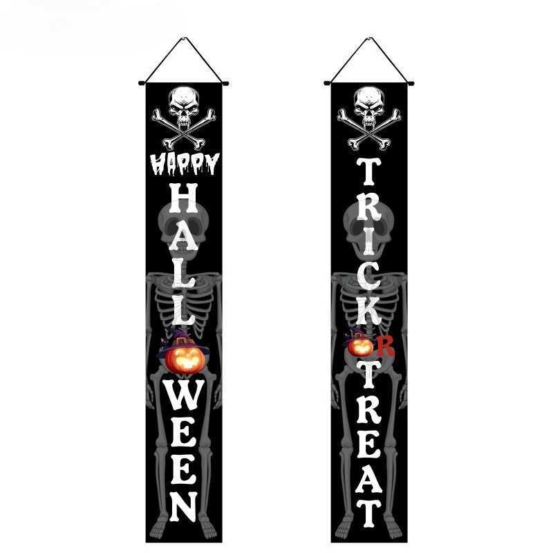 Halloween Hanging Door Curtain Skeleton Banner Happy Halloween Party Porch Sign For Home Party Decor Halloween Decorations 2025 C250919