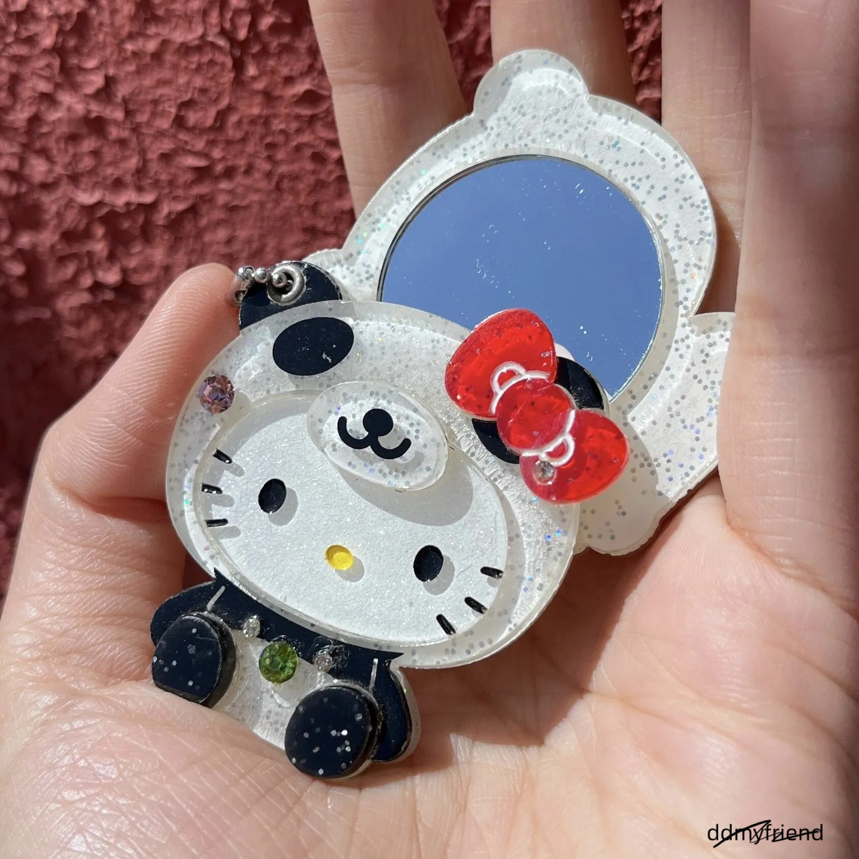 Portable Kawaii Makeup Keychain Cartoon Sliding Cover Mirror Keyring Bag Pendant Hanging Decoration250711 ddmyfriend