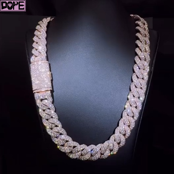 Fine Hip Hop Moissanite Cuban Chain 925 Sterling Silver Full Iced Out Customized Trend VVS Moissanite Cuban Link Chain