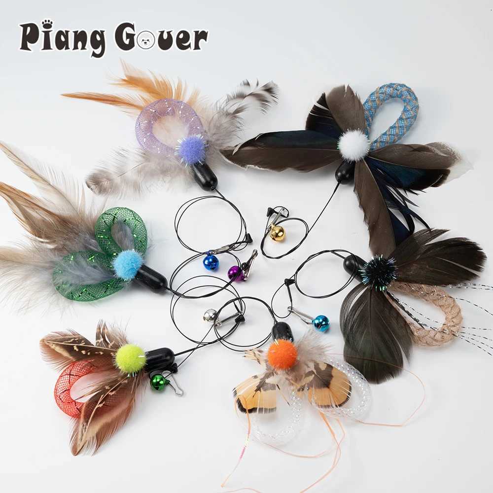 6pcs Feather Insects Cat Wand Replace Accessories Cat Stick Teaser Pet Toy X250918