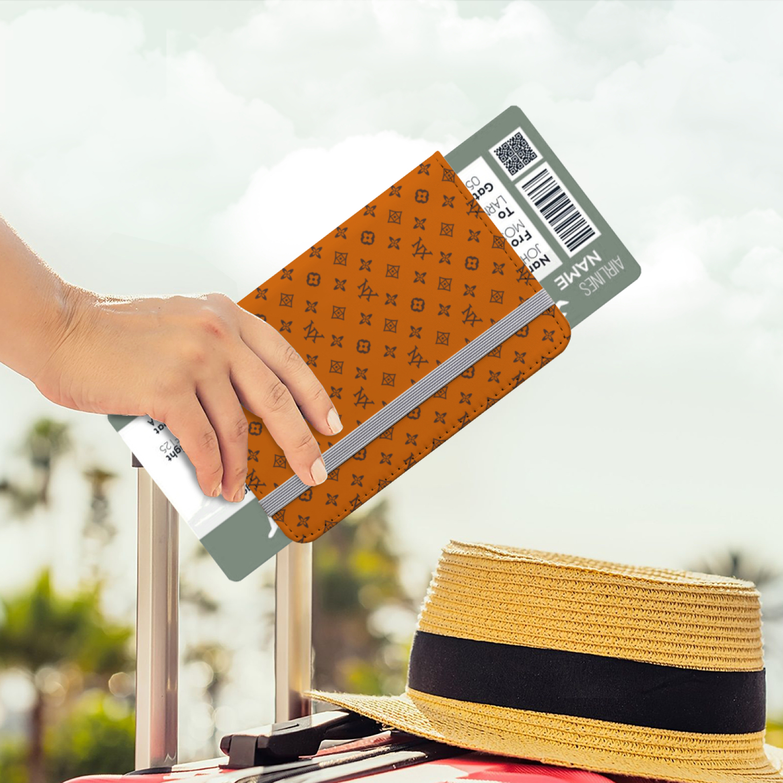 NXY High quality passport holder designer bag luxury wallet women wallets card holder womens Fashionable classic brown flower passports with box dust 