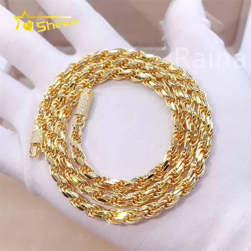Wholesale Price Gold 6mm Solid 925 Sterling Silver Vvs Moissanite Chains Men Rope Chain