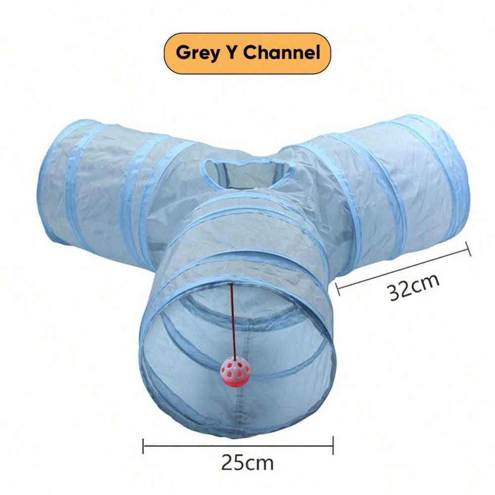 Gray 3Way Foldable Pet Cat Tunnel Tube Toy Kitten Tunnel Toy With Peep Hole Pet Training Interactive Toy Tunnel Tube X250918