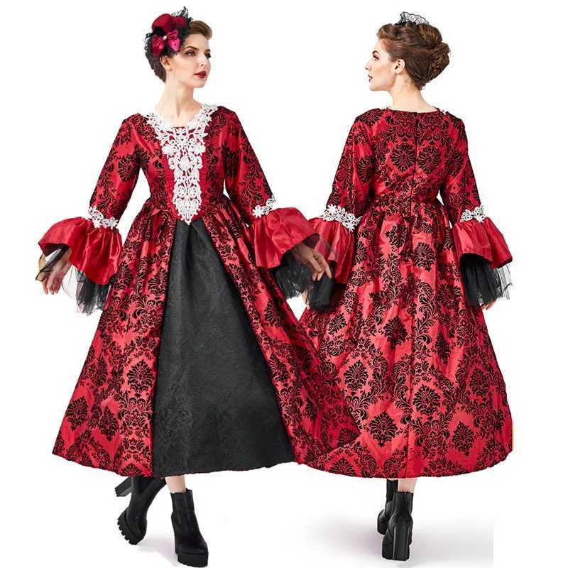 Red Female Lady Queen Cosplay Woman Halloween Vampire Costumes Carnival Purim Parade Stage Show Nightclub Role Play Party Dress L250918