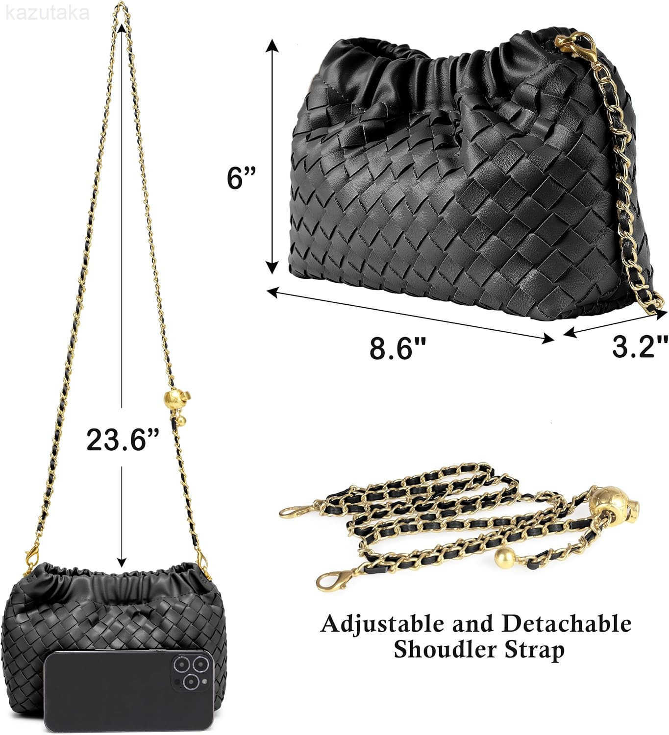 Joryin Woven Womens Crossbody Bag Evening Purse Trendy Dumpling Clutch Hobo Cloud Shoulder Bag Trendy Dumpling Clutch Z250919