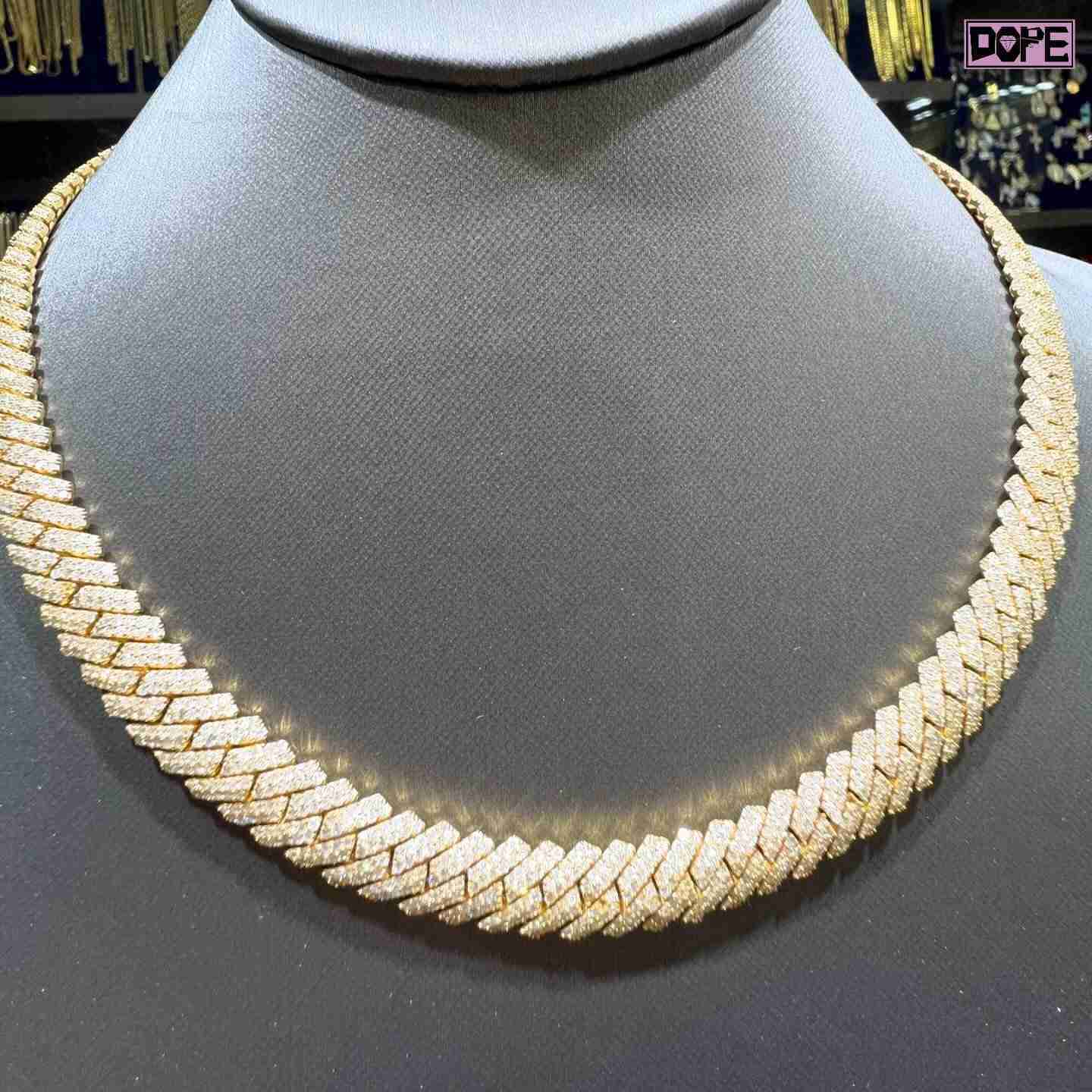 Cuban Link Chain Luxury VVS 10mm Iced Out Gold Plated 925 Silver Necklace Hiphop Moissanite Cuban Chain