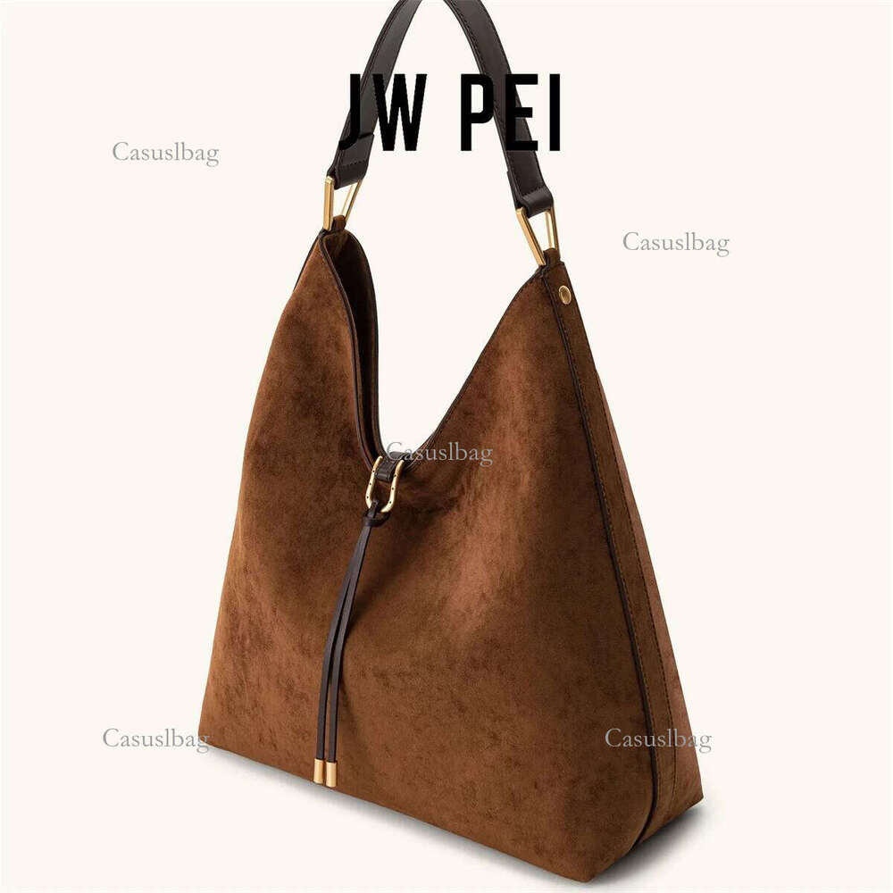 JW PEI Aria Large Capacity Faux Suede Shoulder Crossbody Bag For Women, Solid Color Underarm Commuter Bag, Simple Casual Purse