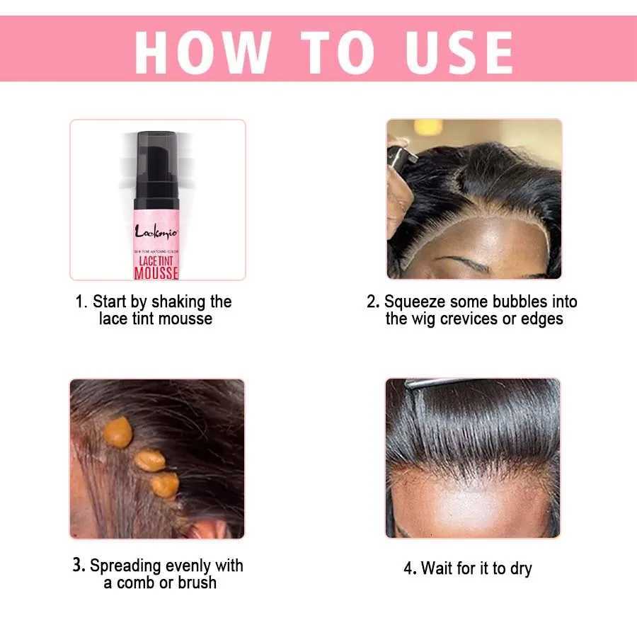 Wig Tint Foam for Lace Front Dyeing Mousse Natural Quick Dry Grid Invisible Color Hair Spray for Toupees F250918