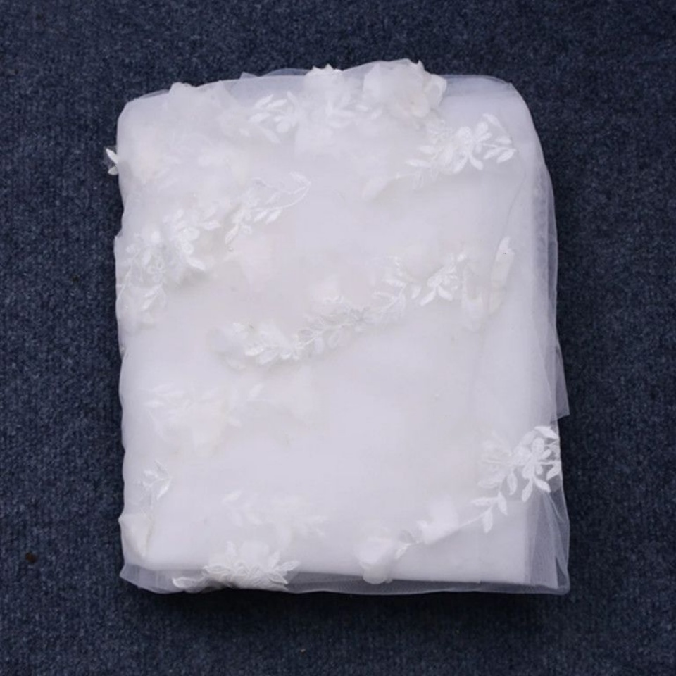 In Stock ! Velos De Novia 3D Flower Applique Cathedral Wedding Veil With Comb Soft Tulle Bridal Accessories A B C