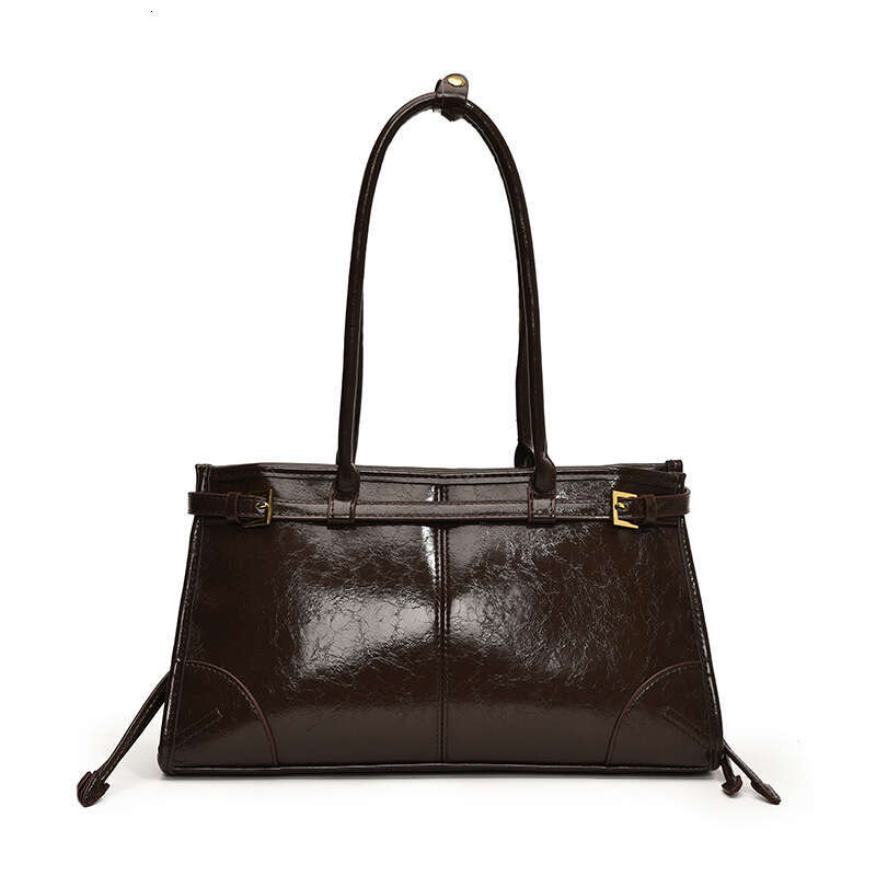 High-end Oil Wax Leather Large Capacity for Women 2025 New Trendy Versatile Commuter Shoulder Handheld Tote Bag