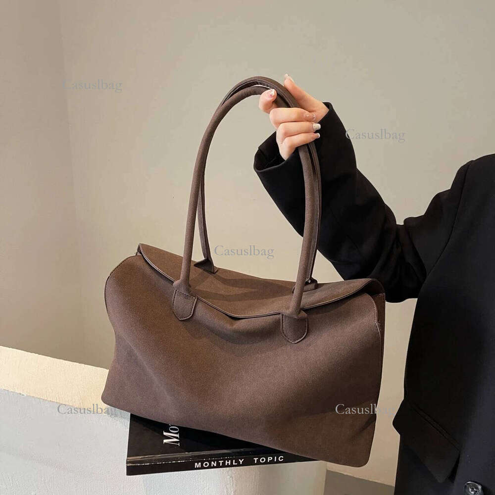 Classic Faux Suede Handbags Women England Style Elegant Shoulder Bags Big Solid Designer Casual Totes Lady Retro Female Packages