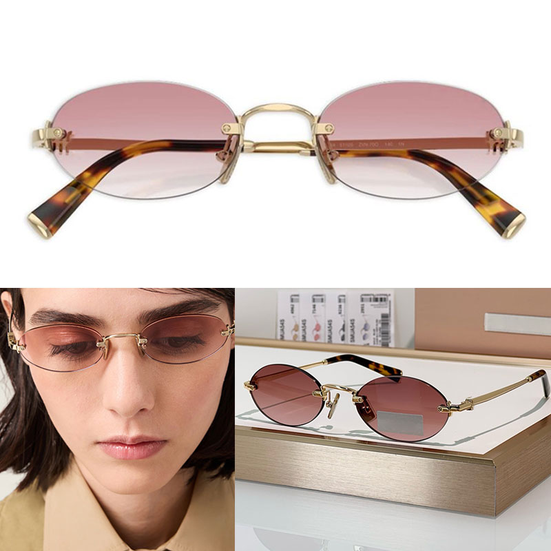 Classic niu sign sunglasses For womens SMUA54S rimless oval lenses with pink gradient 100% UVA UVB protection Lady party playful sunglasses size 51 20 140