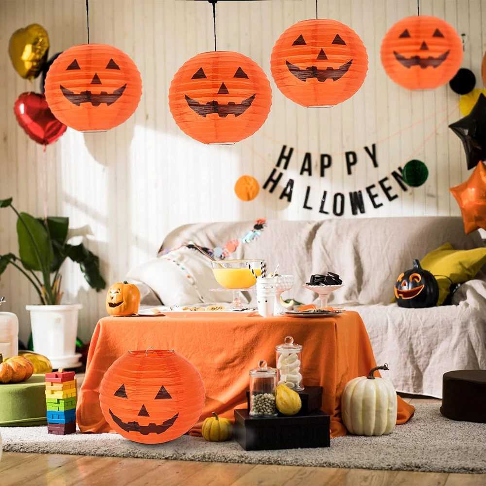 8 Inches Halloween Pumpkin Paper Lantern Festival O Lantern Halloween Hanging Bat Spider Decoration for Home Graden C250919