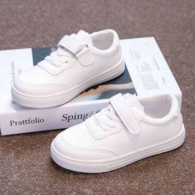 Children White Sneakers Pu Leather Breathable School Kids Casual Shoes Fashion All-match 25-36 Anti-slip Boys Girls Board Shoe