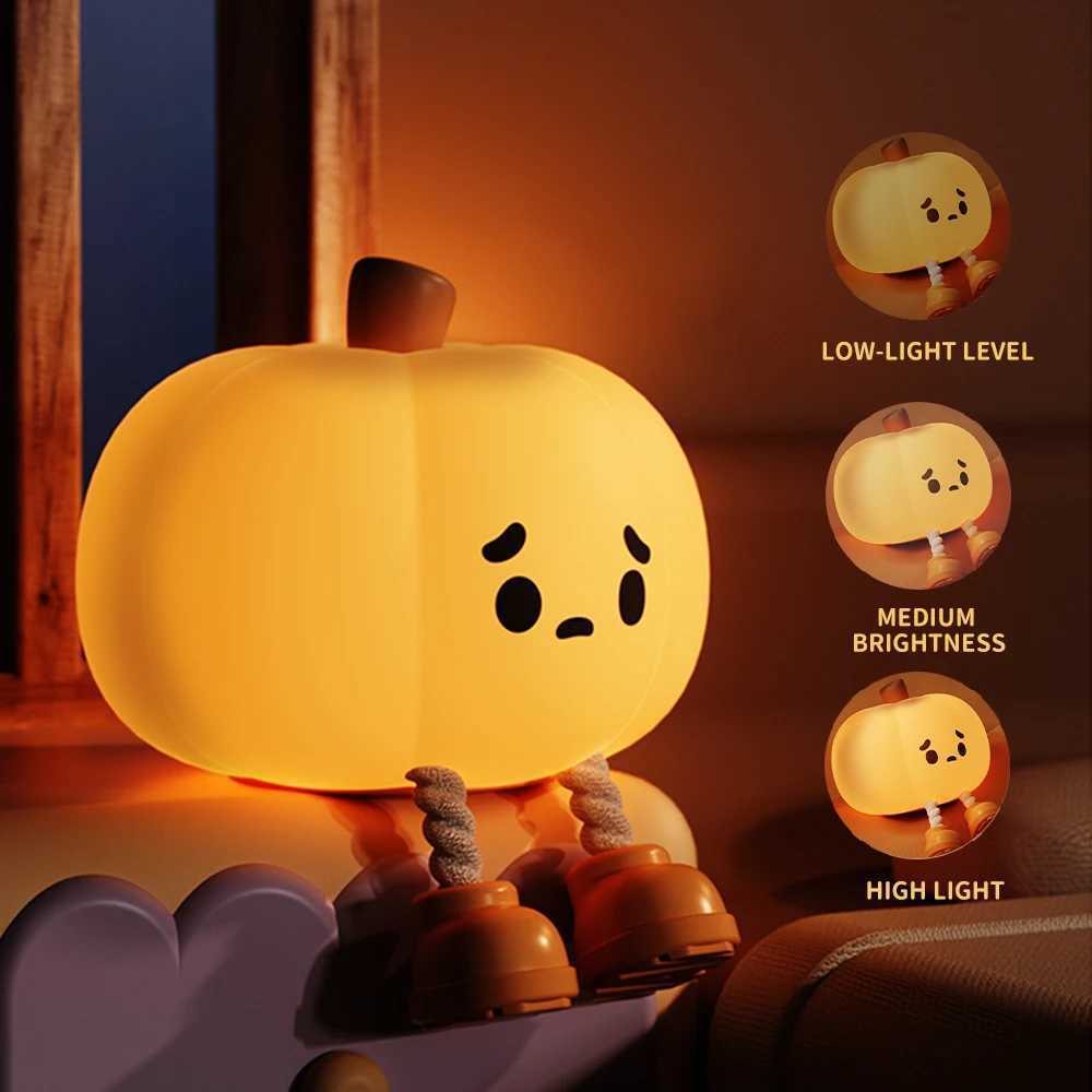 1 little pumpkin Night light Cute soft silicone lamp Room decoration Timed dimmable bed decoration Children baby birthday gift C250919