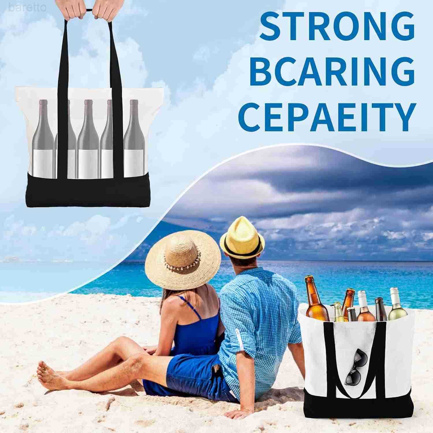 2 Pcs Canvas Tote Bags Bulk and Makeup Pouches Set 12oz Cotton Reusable Zippered Grocery Bags with Handles DIY Sublimation Halloween Craft Beach Trave