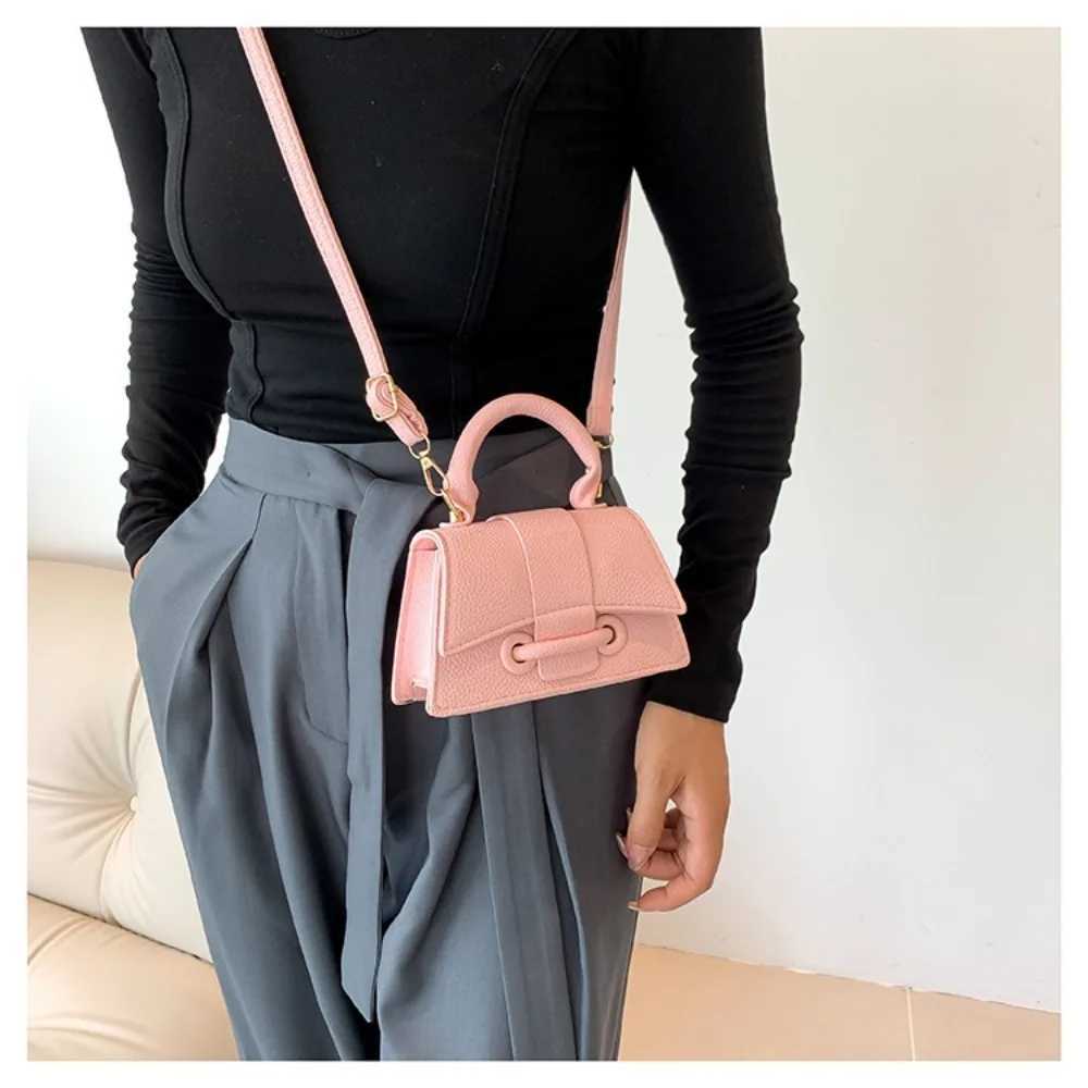 Lovito Sporty Plain Basic Shoulder Tote Bag for Women Shoulder Crossbody Bag Buckle Square Bag Hand Carry Small BagXJ250918