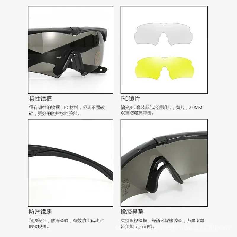 HD 3 ns Tactical Cycling Goggs CS Airsoft Windproof Army Shooting Polarized GlassesMotorcyc Cycling Outdoor Sport Y250919