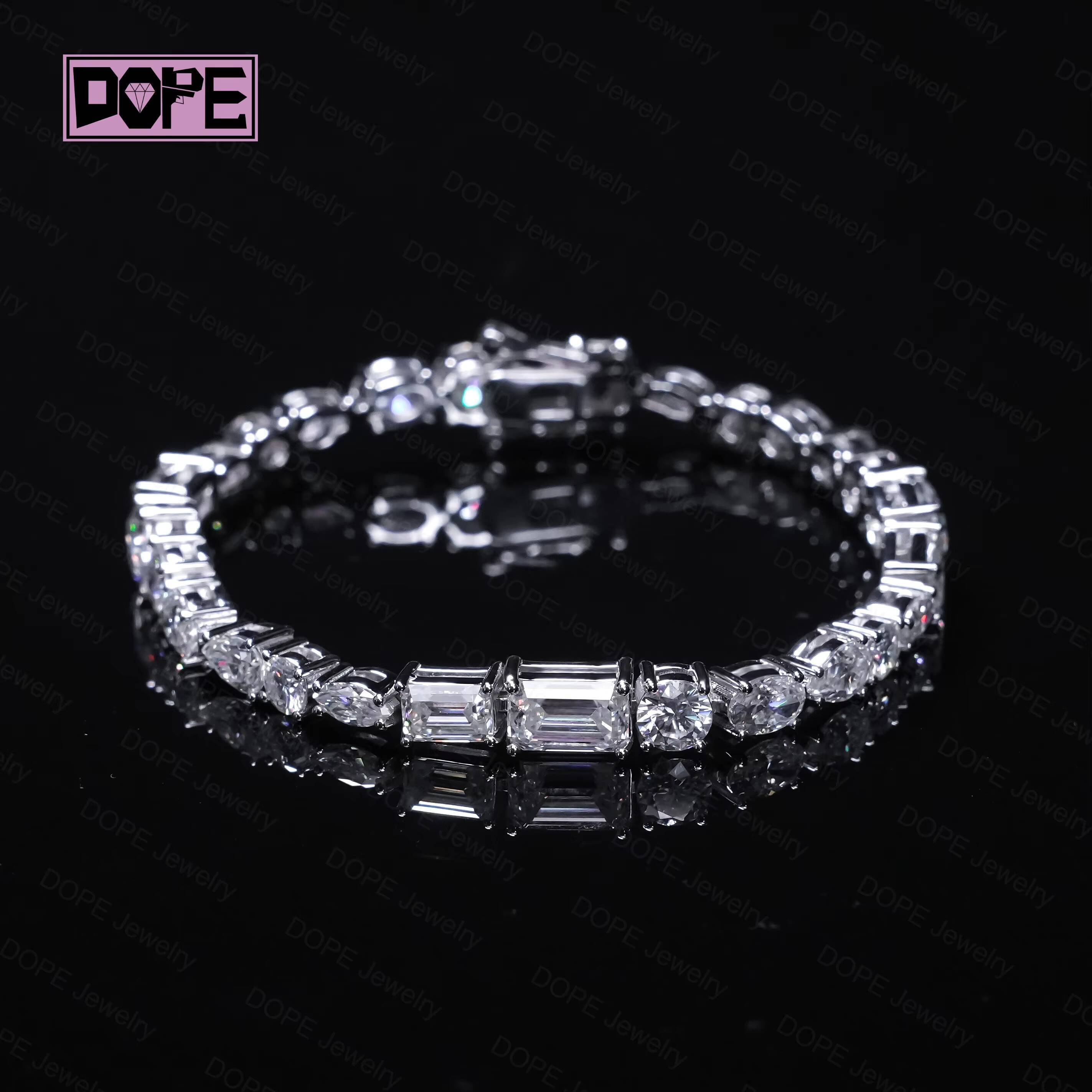 5mm Moissanite Chain Multi Shape VVS Diamond GRA Certified 925 Silver Necklace Iced Out Moissanite Tennis Chain