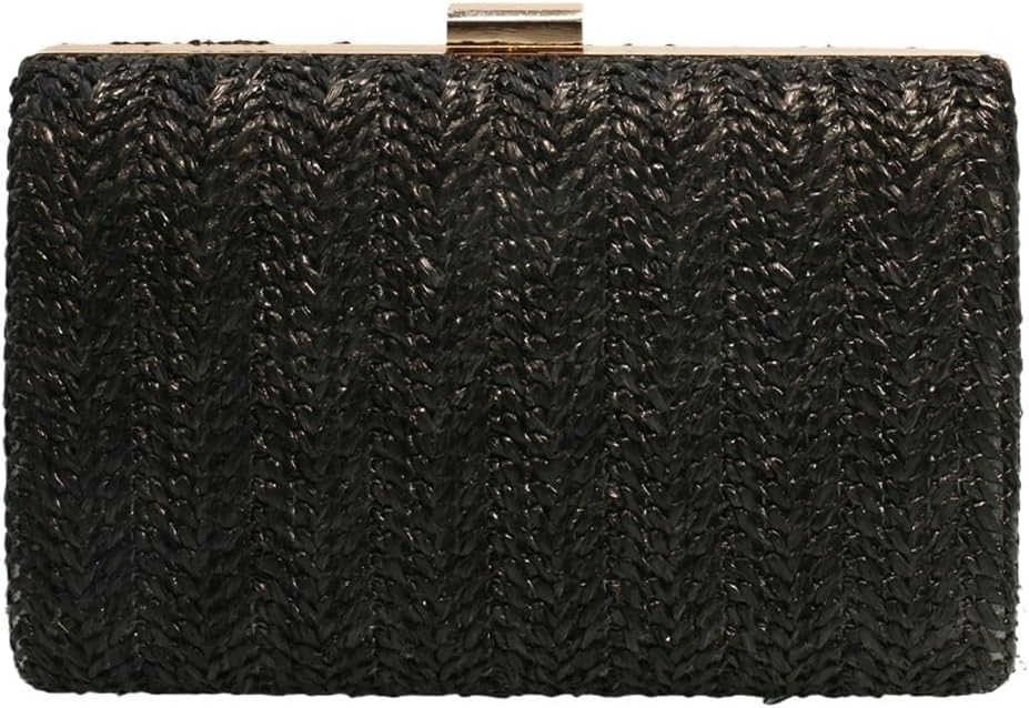 Women Box Shape Straw Clutch Purse Raffia Woven Handbag Summer Beach Crossbody Bag for Wedding PartyZ250919