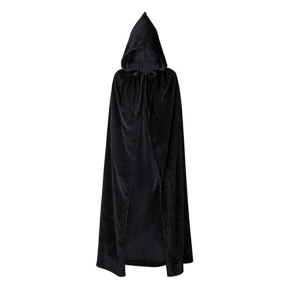 Unisex Black Hooded Cloak Witch Cosplay Accessories Costumes Masquerade Family Celebration Decor Halloween Party Cosplay Costume L250918