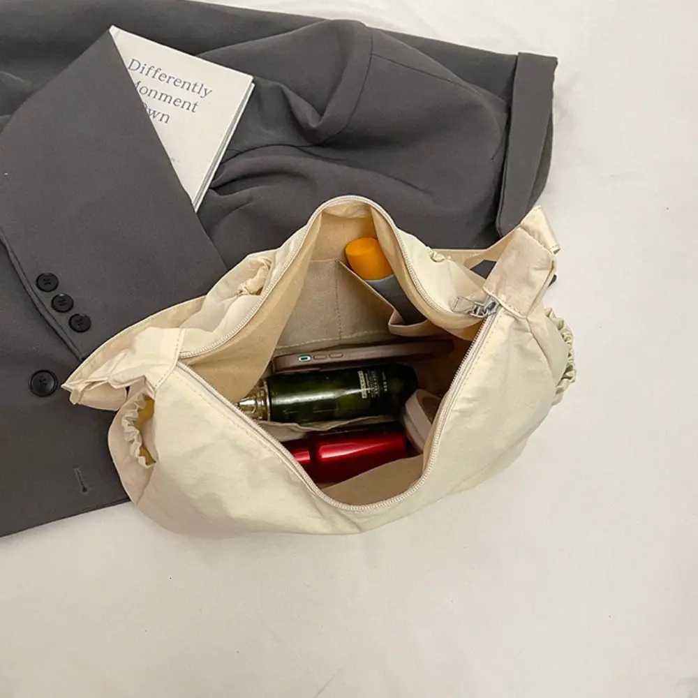 Casual Korean Style Nylon Shoulder Bag Handbag Lightweight Crossbody Bag Tote Bag Pleated Drawstring Bag TravelXJ250918