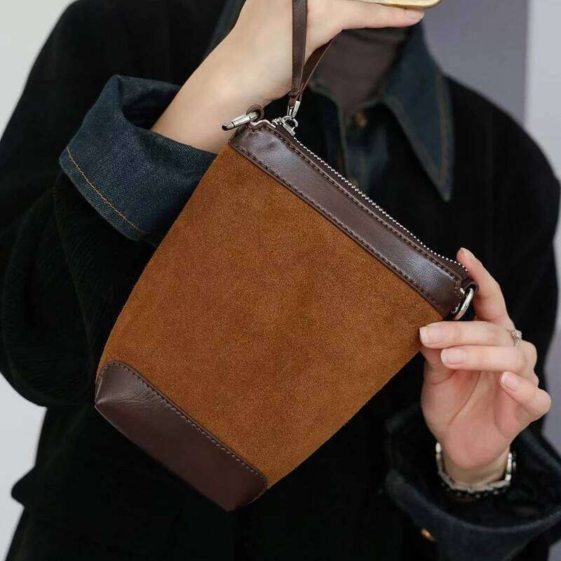 Designer Bag Luxury Bag Autumn And Winter Women's Genuine Suede Mini Bucket Bag, Designer Handbags, Top-Grain Leather Commuting Crossbody Bag